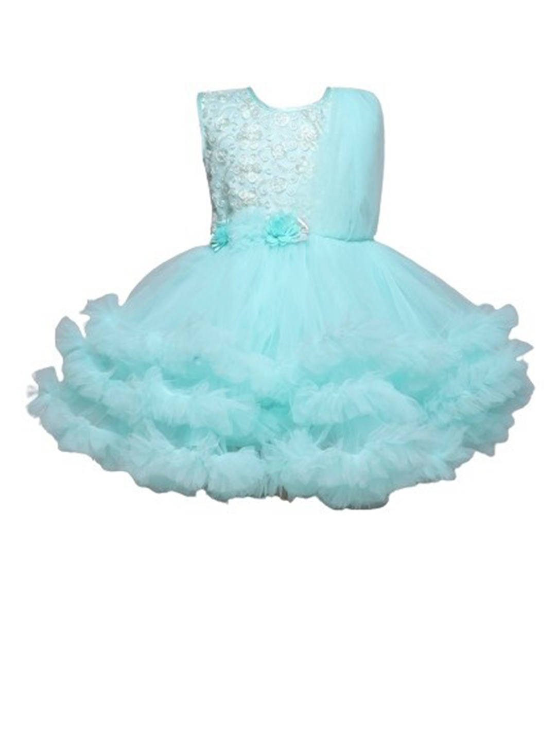 

The Magic Wand Girls Self Design Applique & Pleated Tulle Fit & Flare Dress, Blue