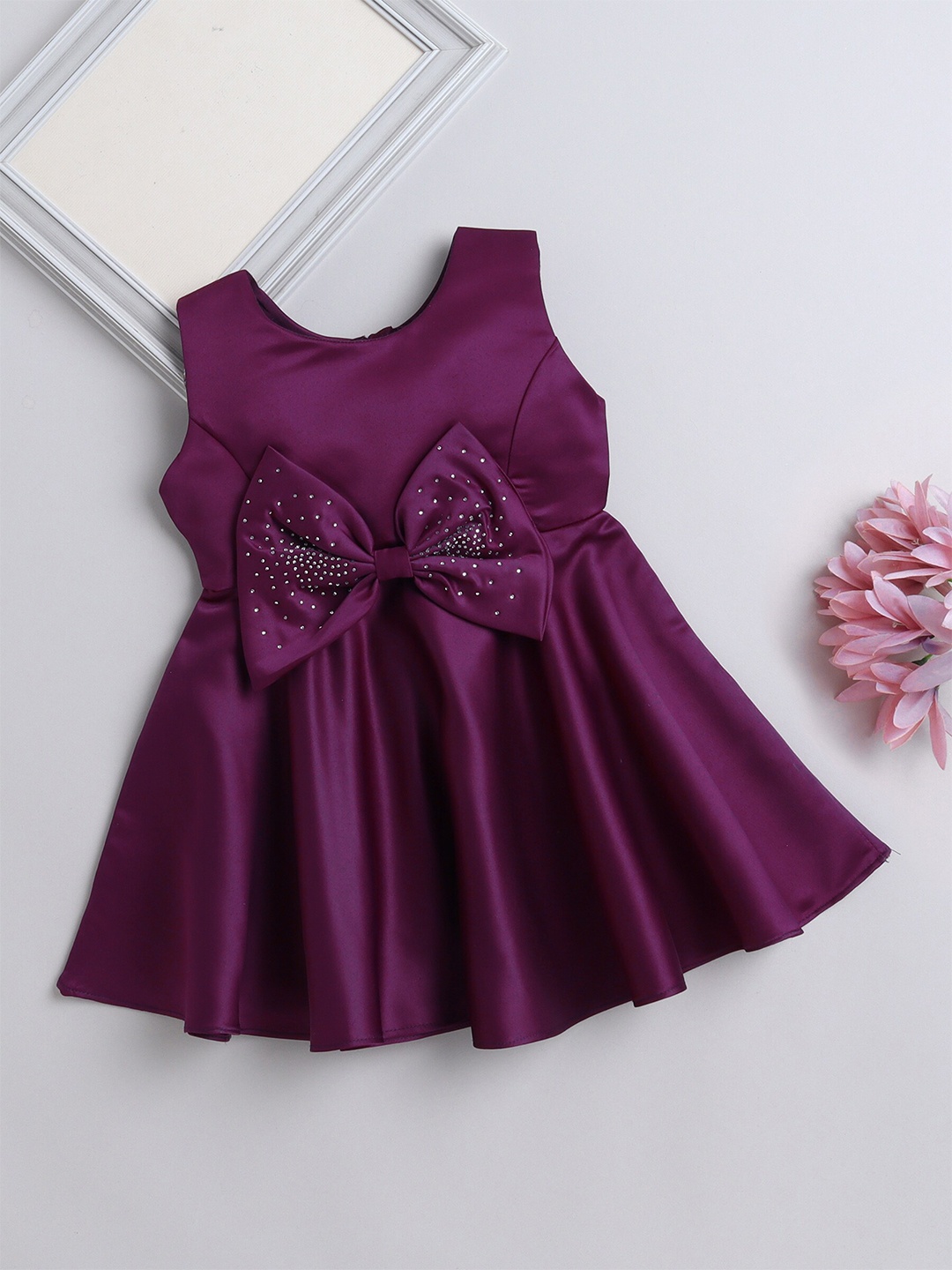 

The Magic Wand Girls Bow & Embellished Fit & Flare Dress, Magenta