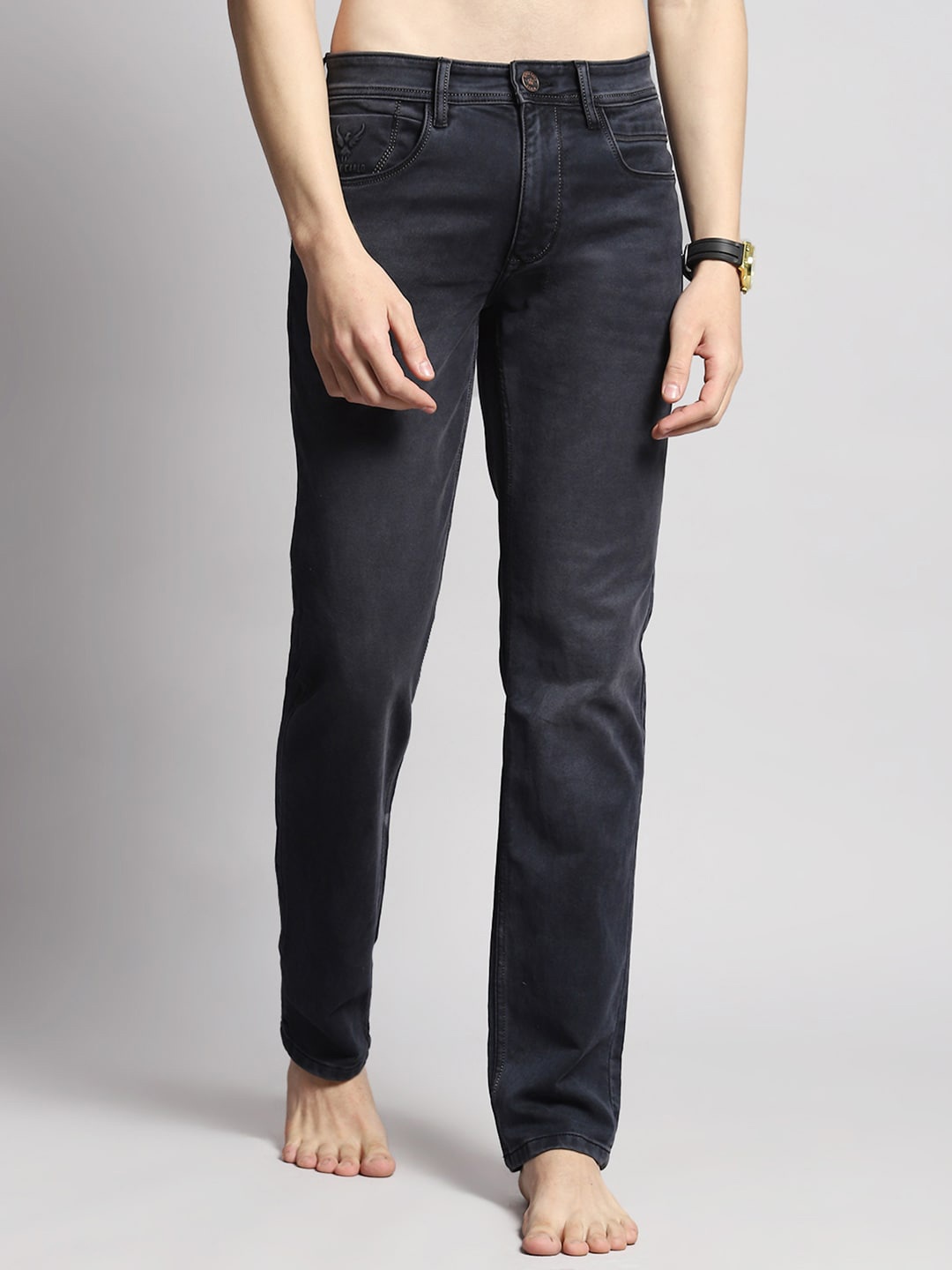 

Monte Carlo Men Straight Fit Clean Look Light Fade Jeans, Charcoal