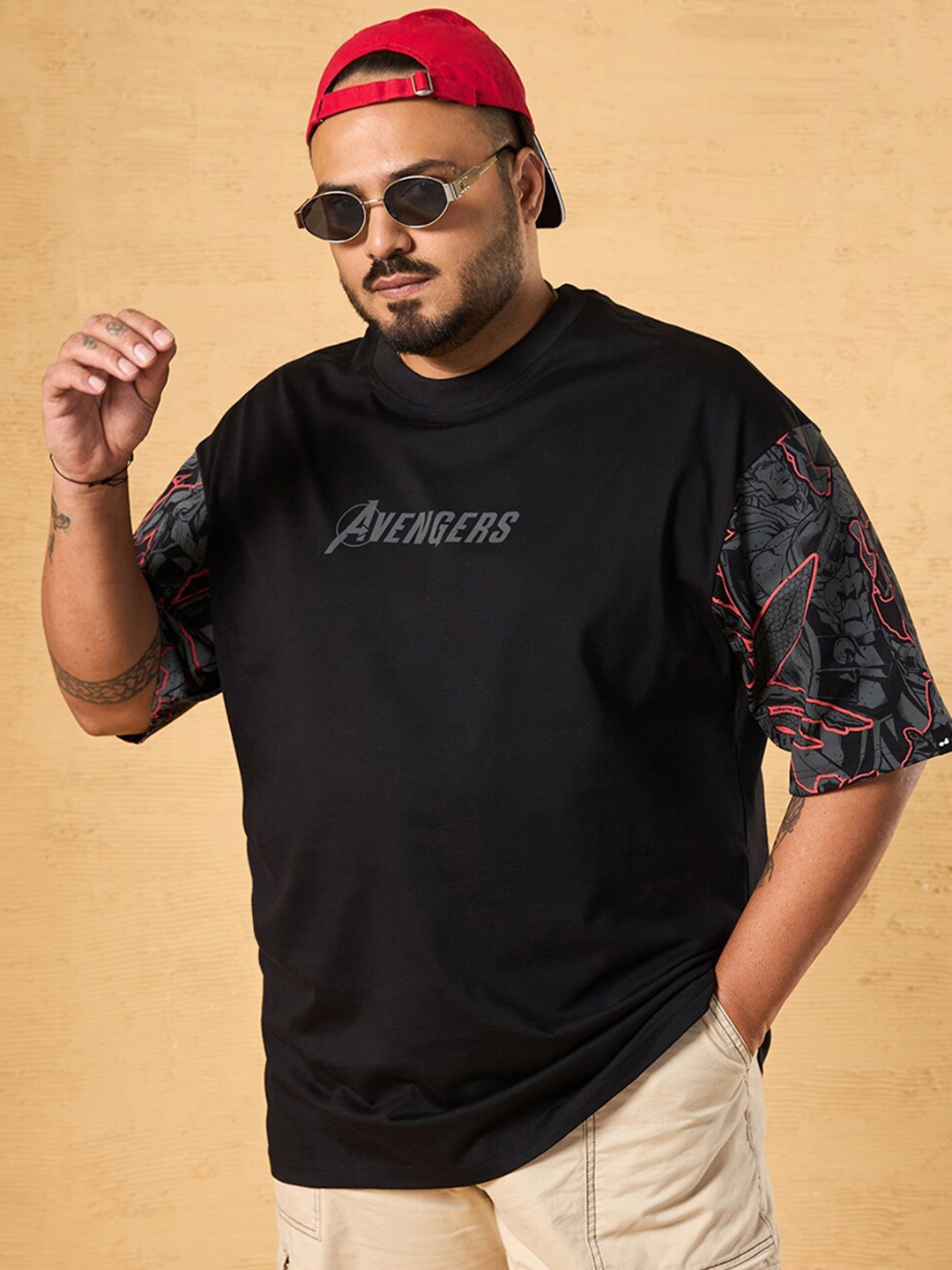 

Bewakoof Plus Cotton Printed Plus Size T-shirt, Black