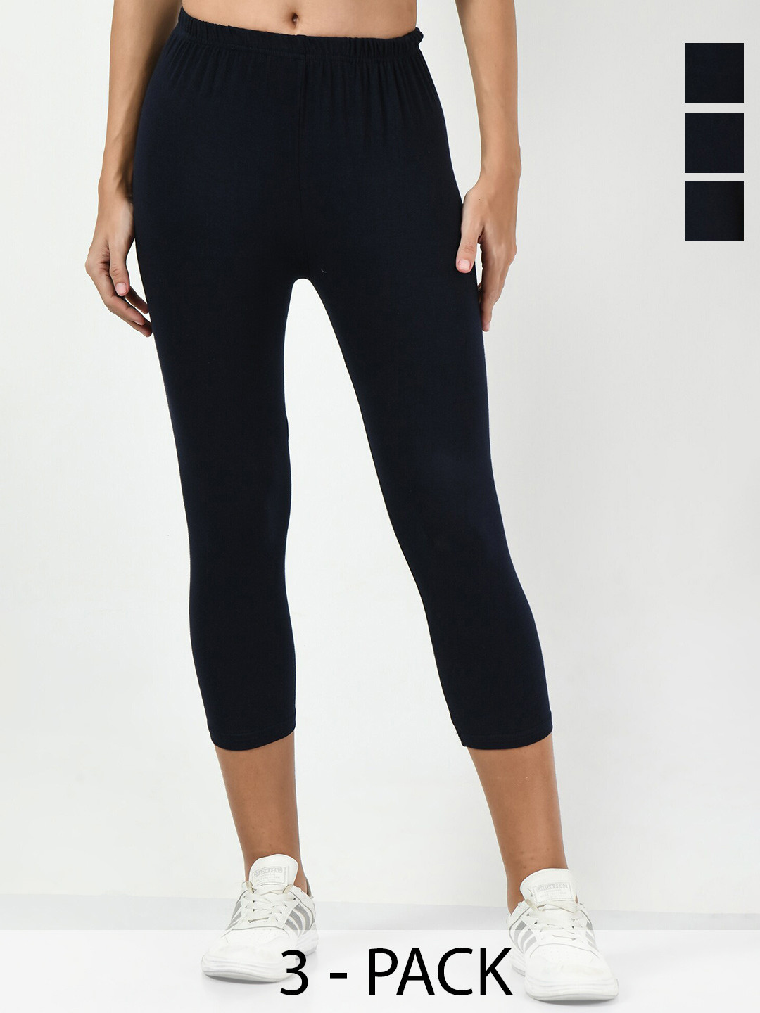 

BAESD Pack Of 2 Slim Fit High-Rise Capris, Navy blue