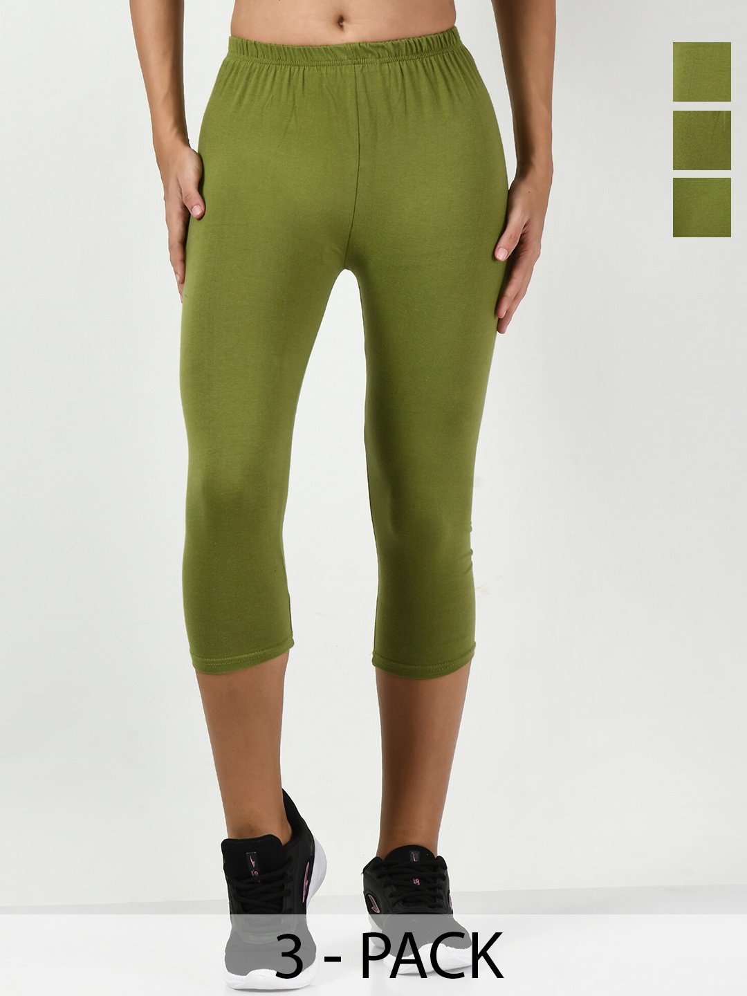 

BAESD Pack of 3 Slim Fit Capris, Olive