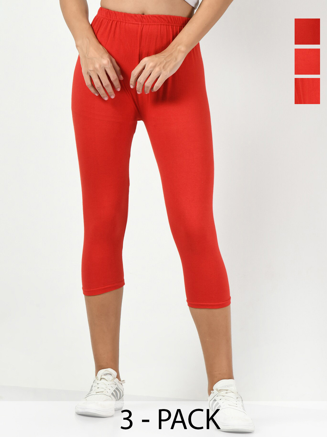 

BAESD Pack of 3 Slim Fit Capris, Red