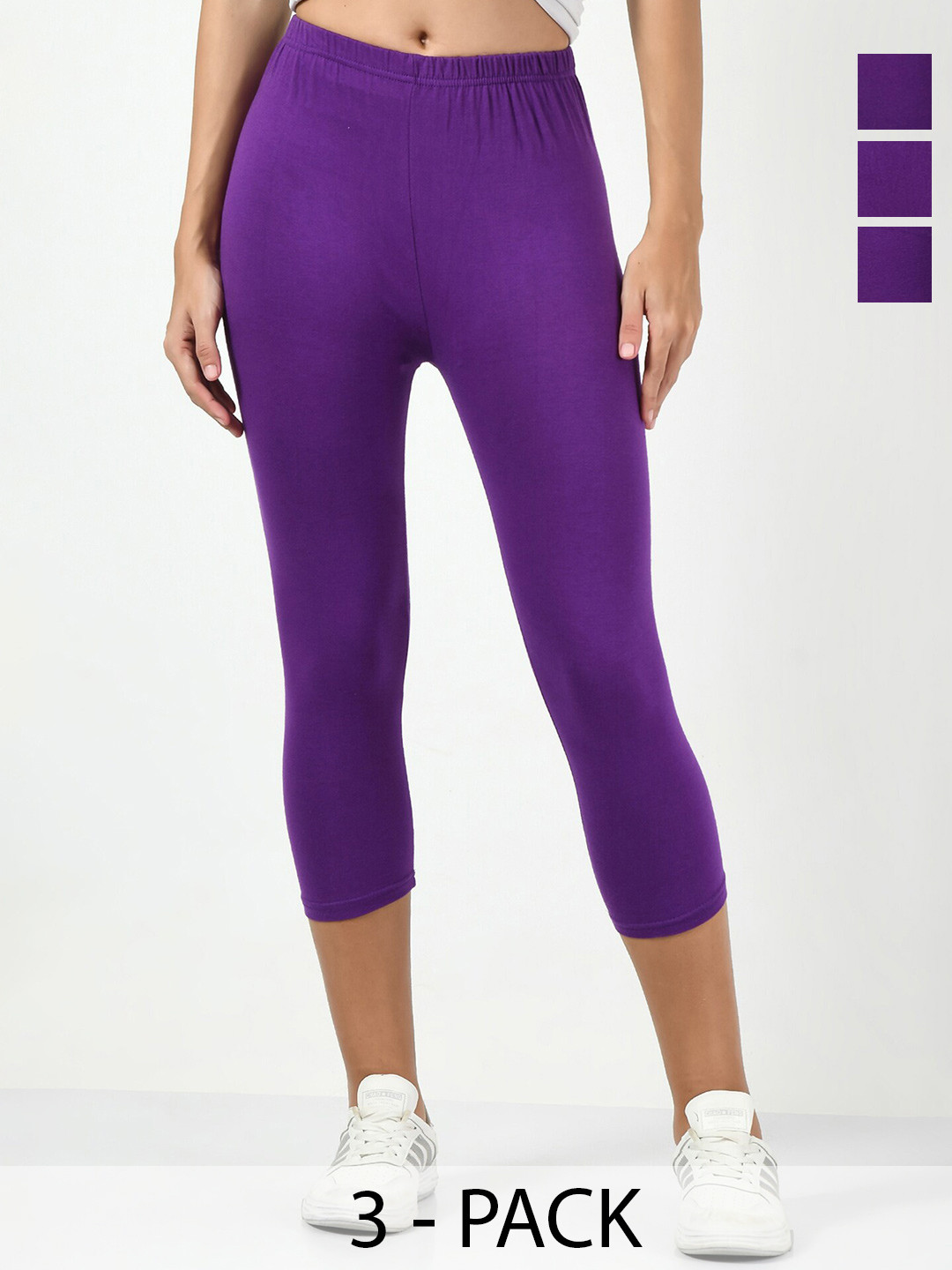 

BAESD Pack of 3 Slim Fit Capris, Purple