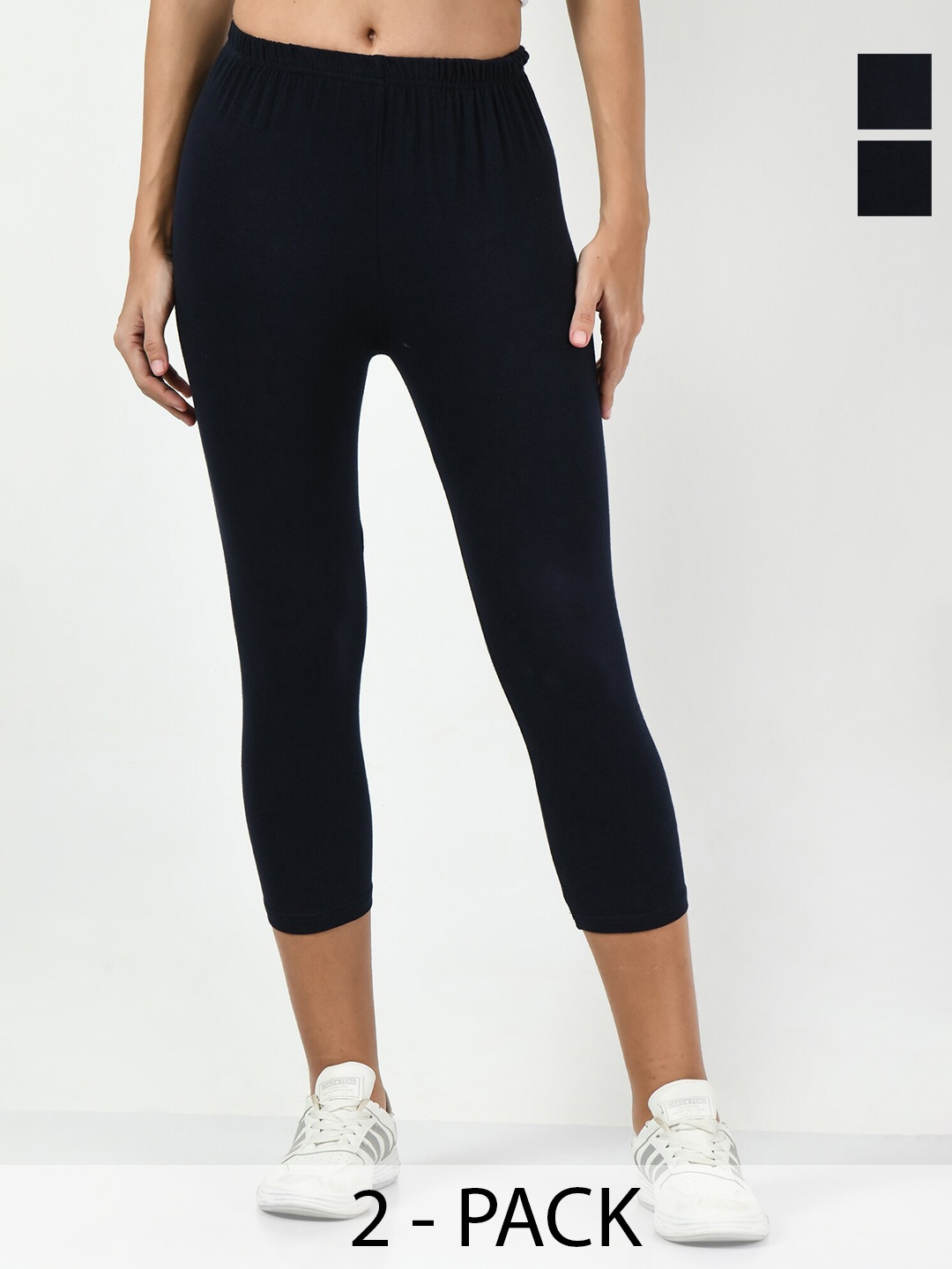 

BAESD Pack of 2 Slim Fit Capris, Navy blue