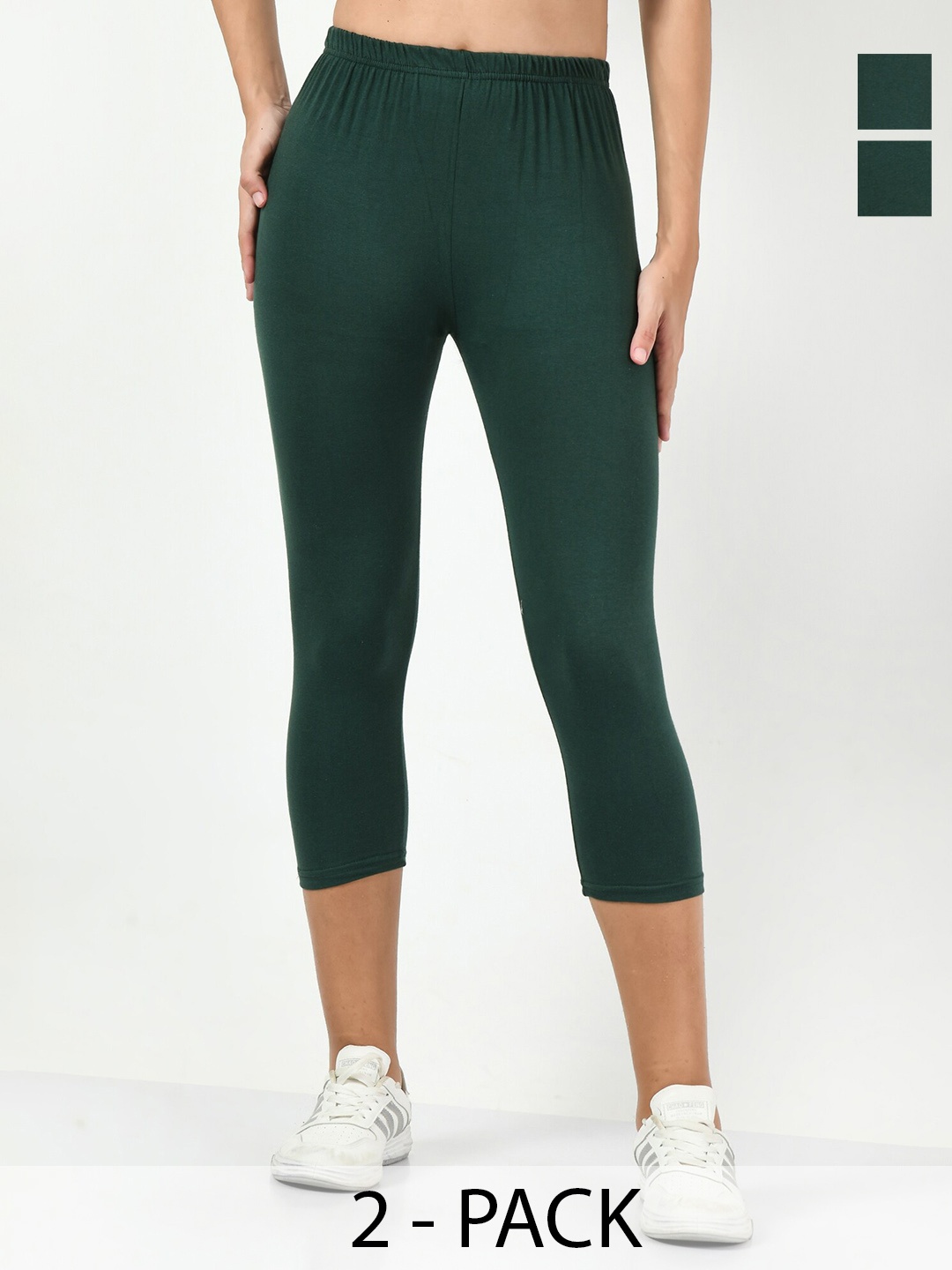 

BAESD Pack of 2 Slim Fit Capris, Green