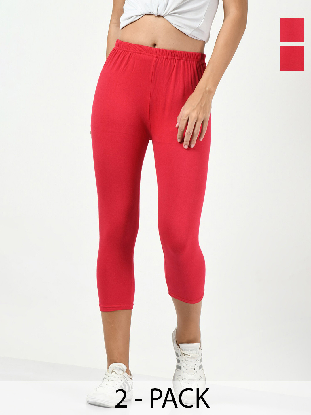 

BAESD Pack of 2 Slim Fit Capris, Red