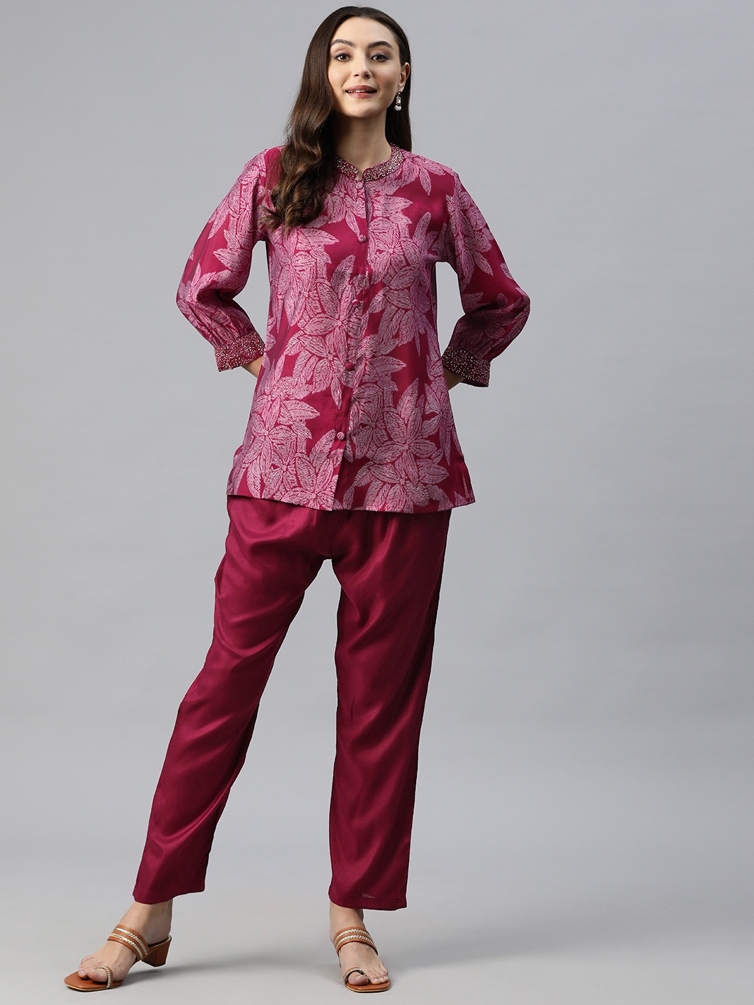 

Readiprint Fashions Women Printed Co-Ords Set, Maroon