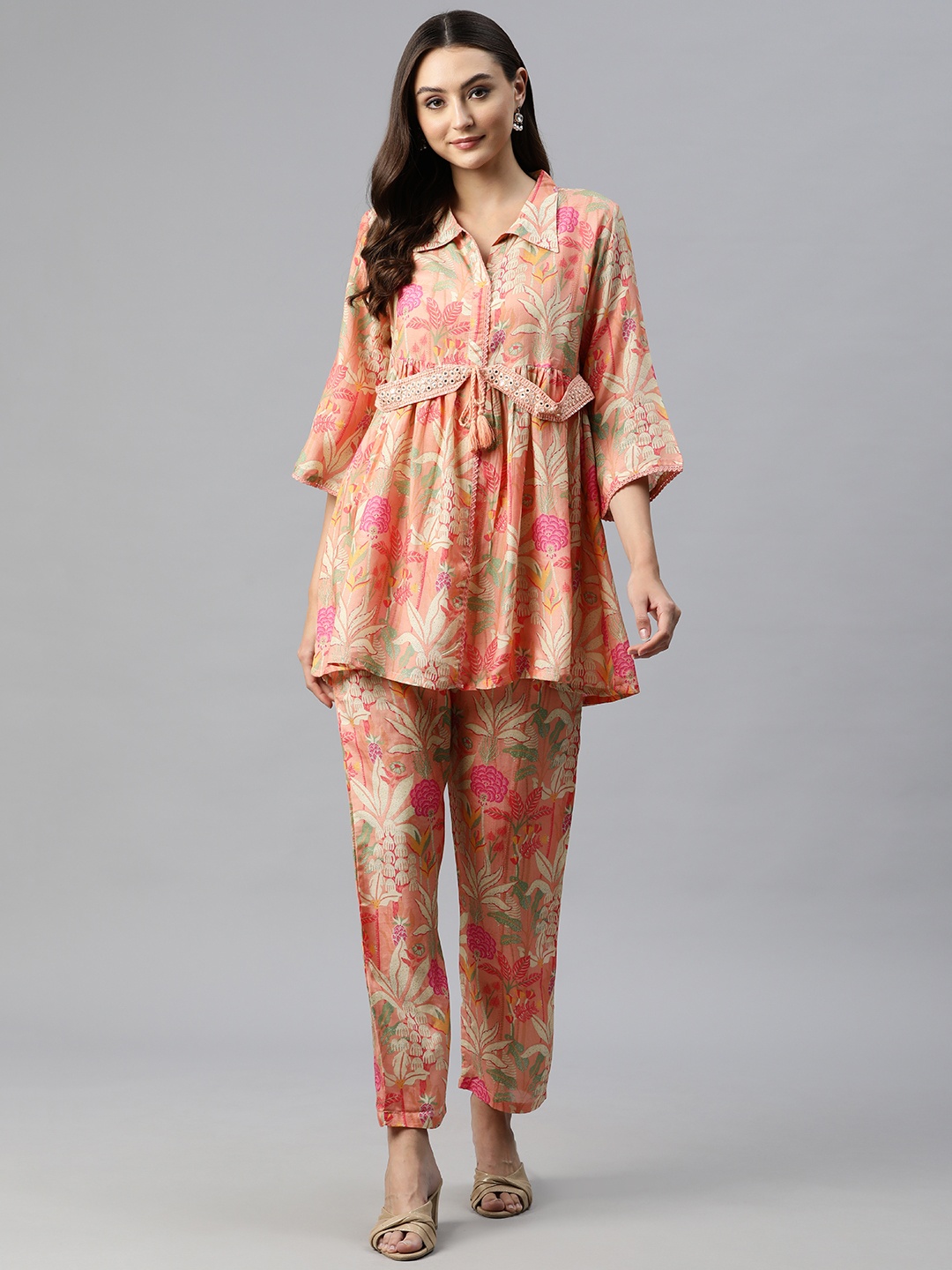 

Readiprint Fashions Women Printed Ethnic Co-Ords Set, Pink