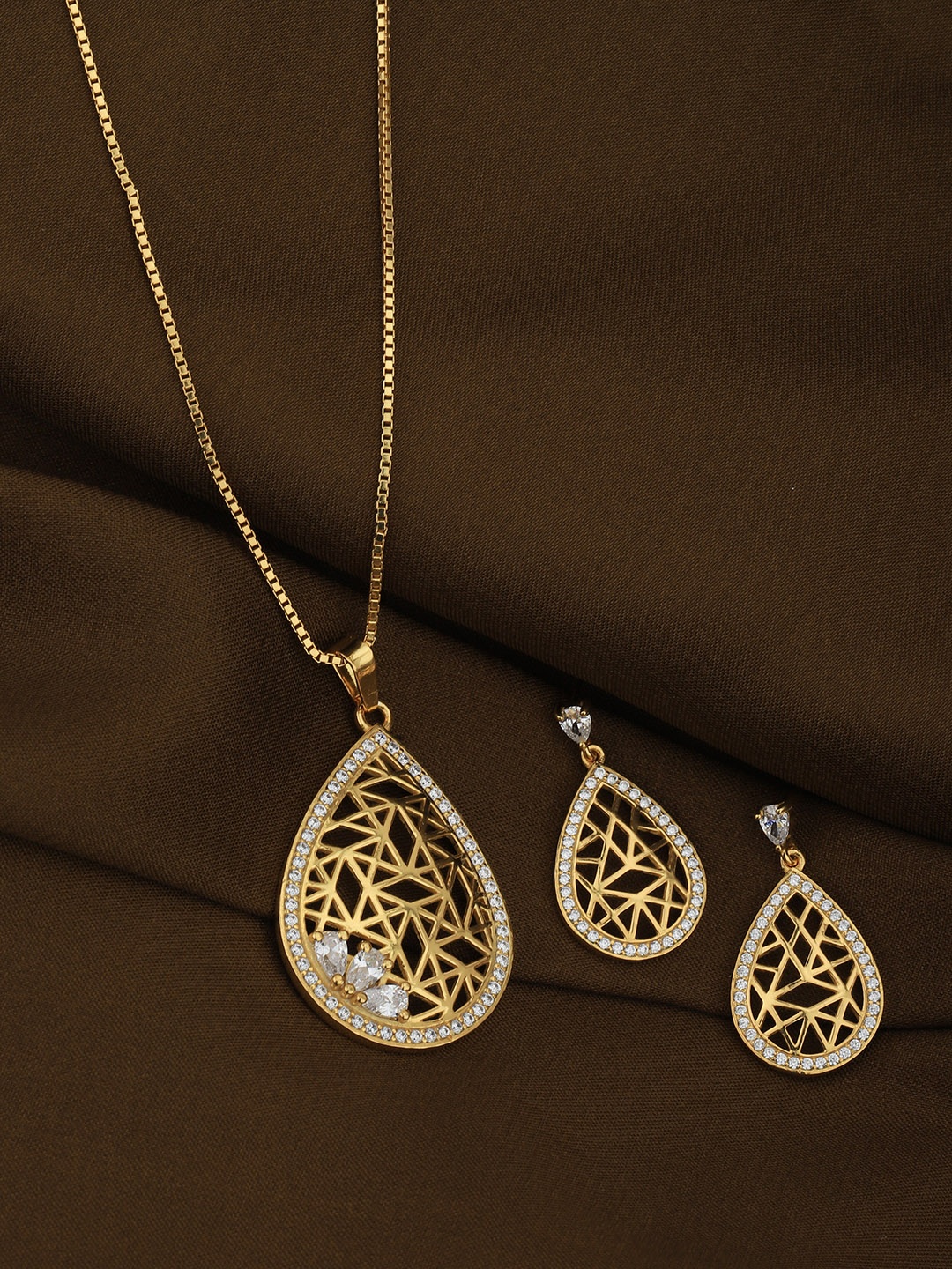 

Carlton London 18kt Gold-Plated CZ Jewellery Set