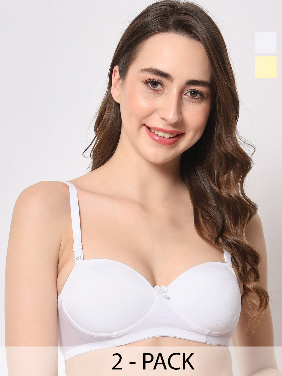 

BEWILD Pack of 2 Lightly Padded Half Demi Coverage Push-Up Bras With All Day Comfort, Beige