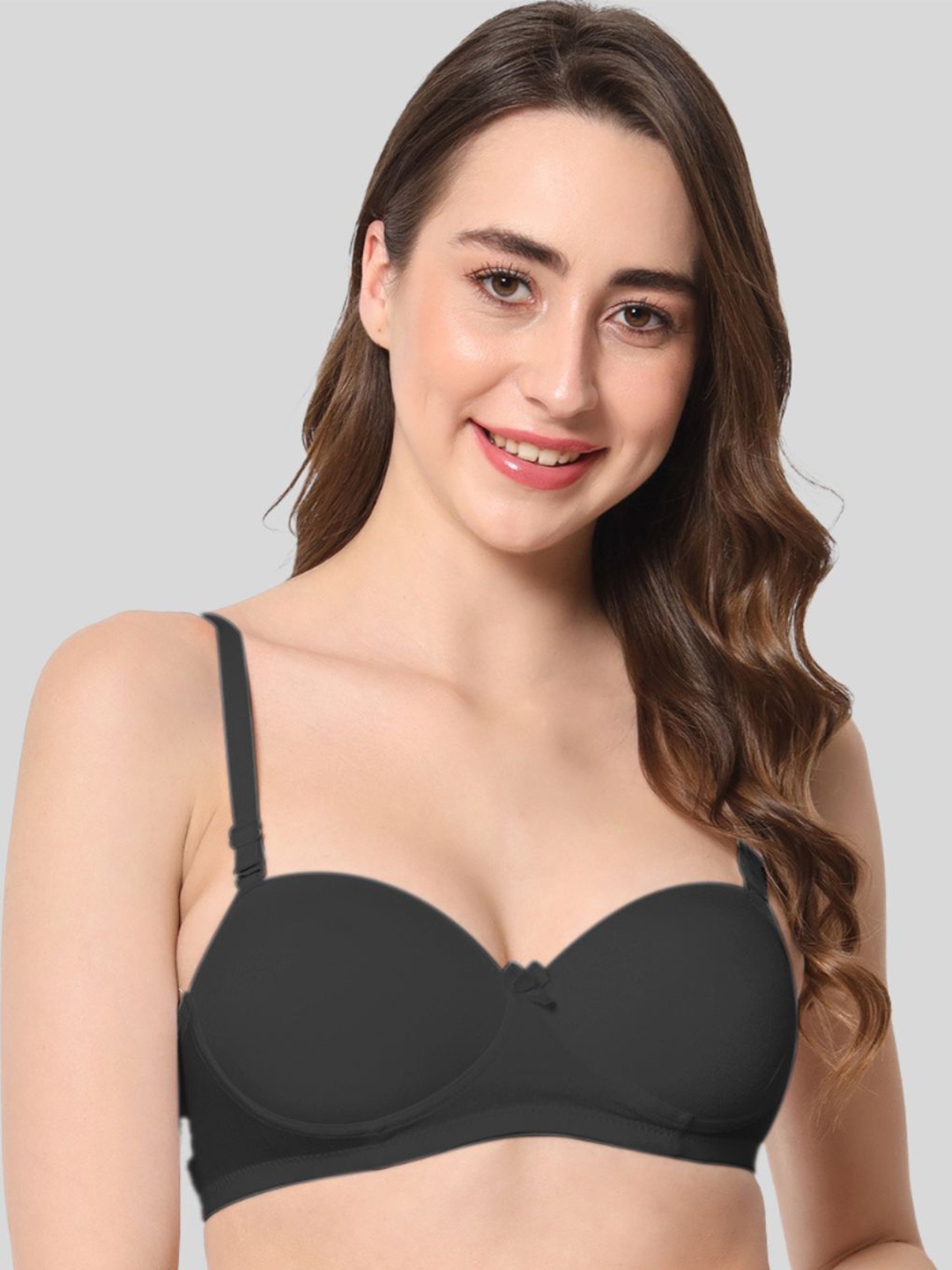 

BEWILD Lightly Padded Half Demi Coverage Push-Up Bra With All Day Comfort, Black