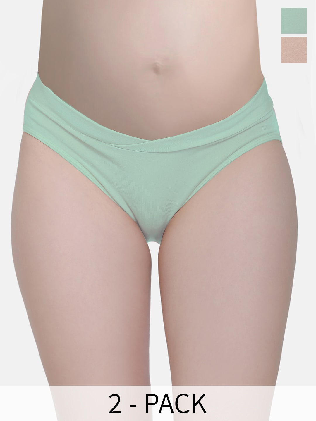 

Da Intimo Pack Of 2 Low Waist Organic Cotton Antimicrobial Panty, Beige