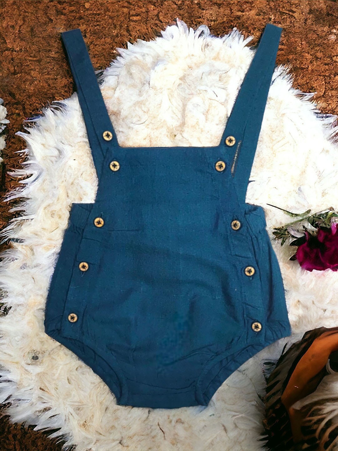 

MUSHKIYA Infants Pure Cotton Dungarees, Teal