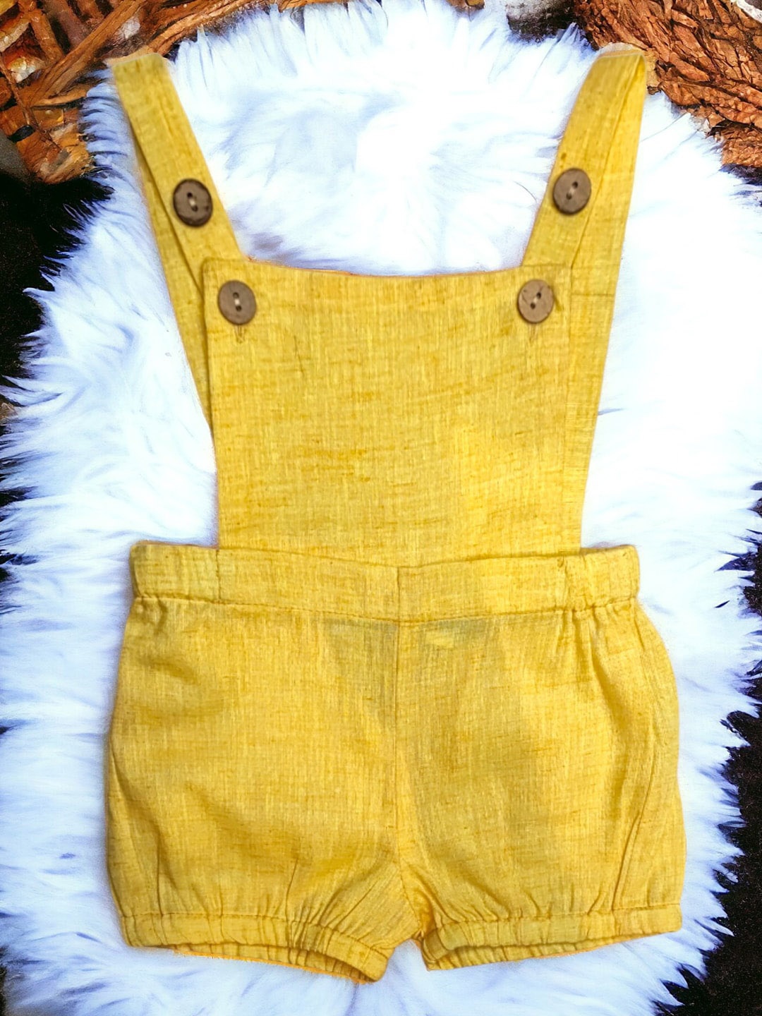 

MUSHKIYA Infants Pure Cotton Dungarees, Yellow