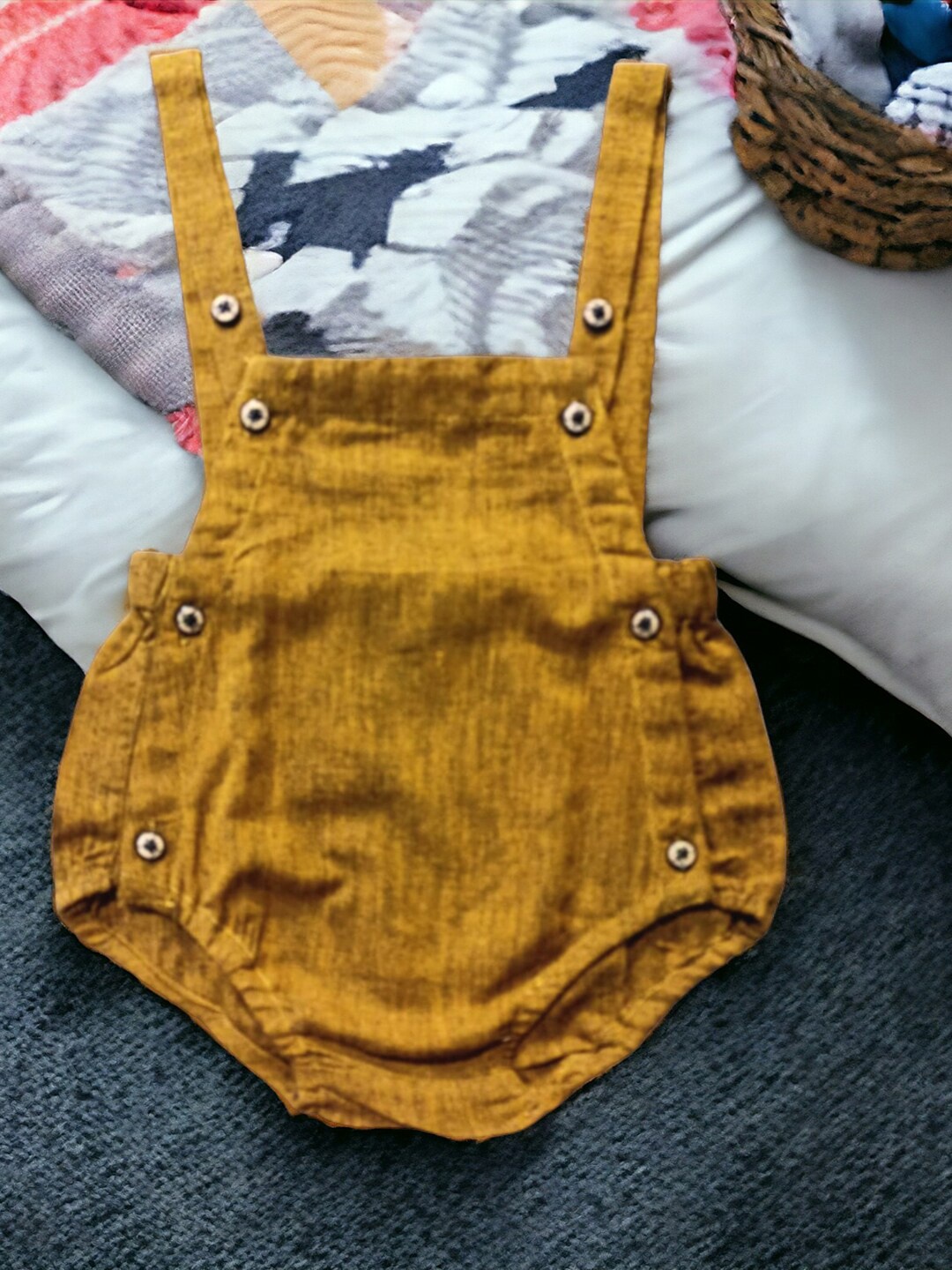 

MUSHKIYA Infants Pure Cotton Dungarees, Mustard