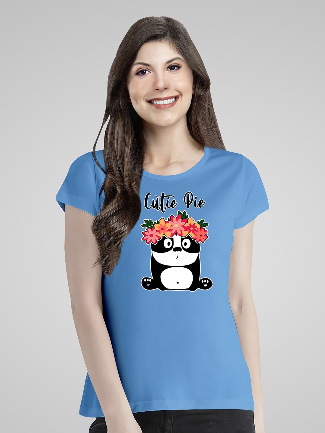 

Pootlu Panda Printed Extended Sleeves Pure Cotton T-shirt, Blue