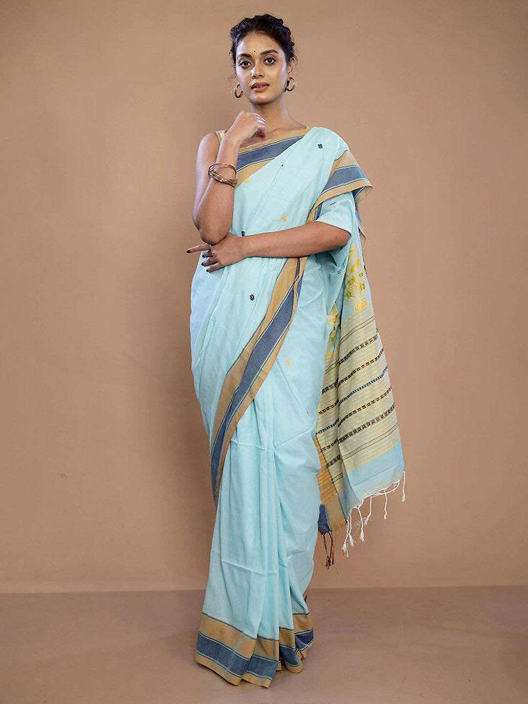 

AllSilks Ethnic Motifs Woven Design Pure Silk Saree, Blue