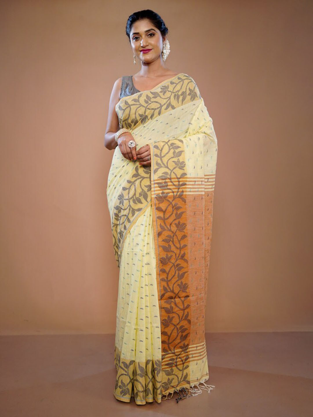 

AllSilks Ethnic Motifs Pure Silk Saree, Yellow