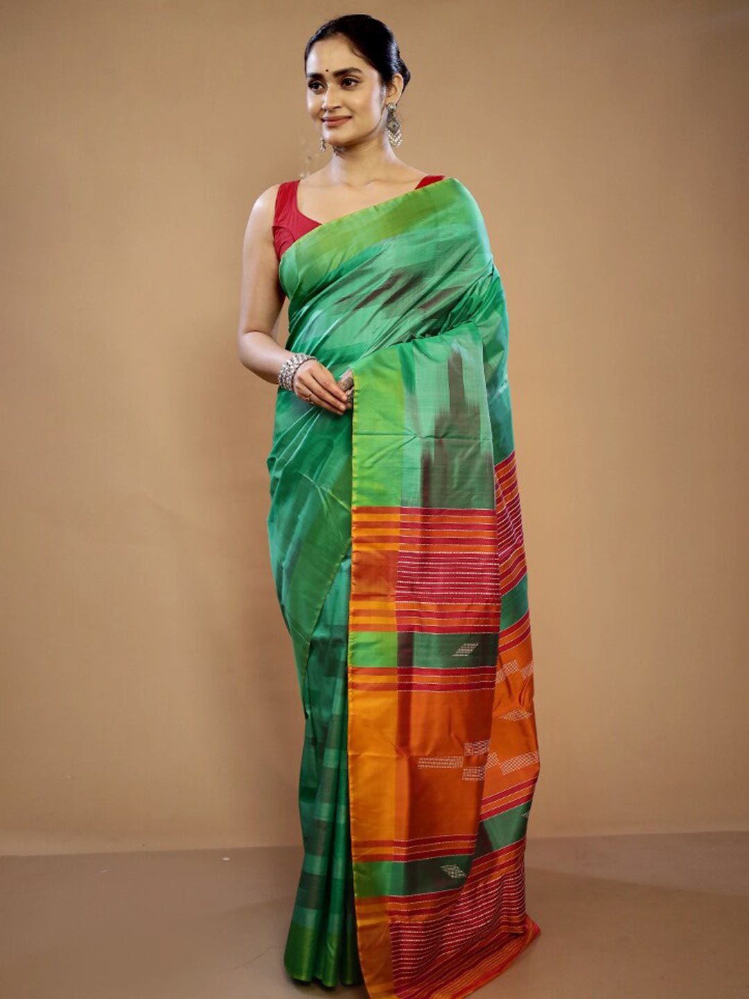 

AllSilks Pure Silk Kanjeevaram Saree, Green