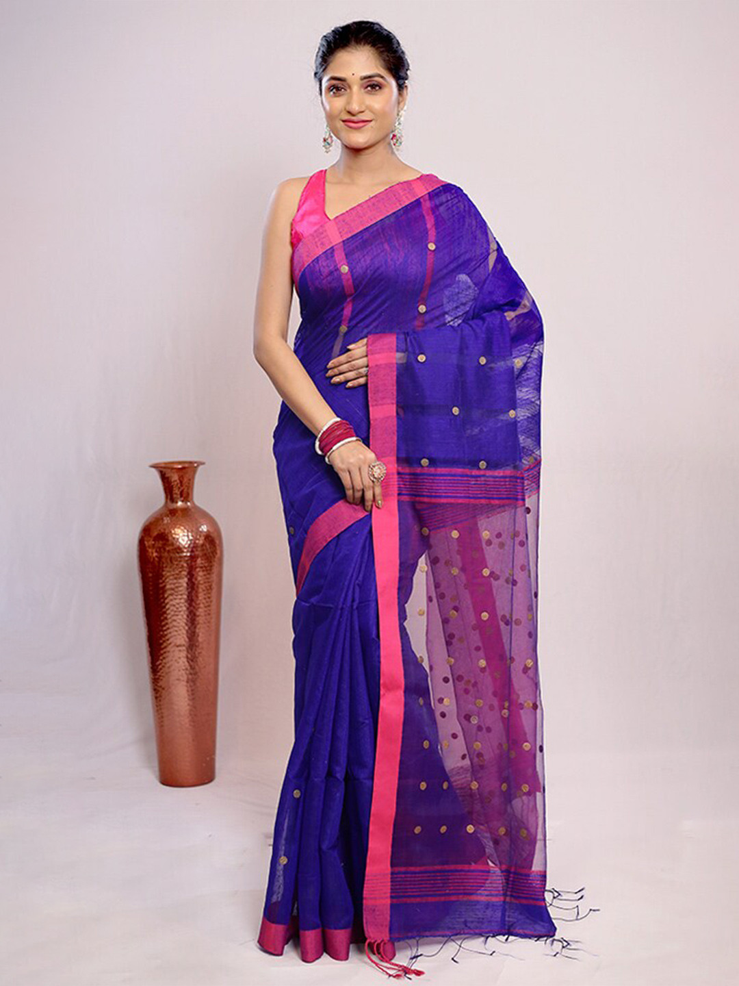 

AllSilks Ethnic Woven Design Zari Pure Silk Saree, Blue