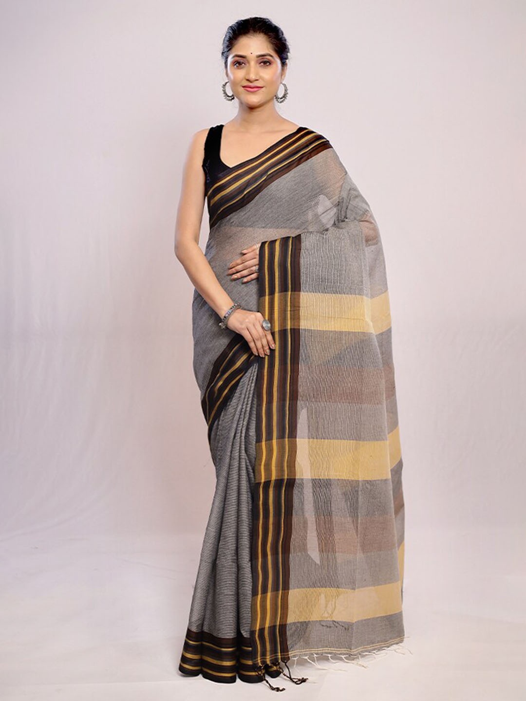 

AllSilks Woven Design Pure Silk Saree, Grey