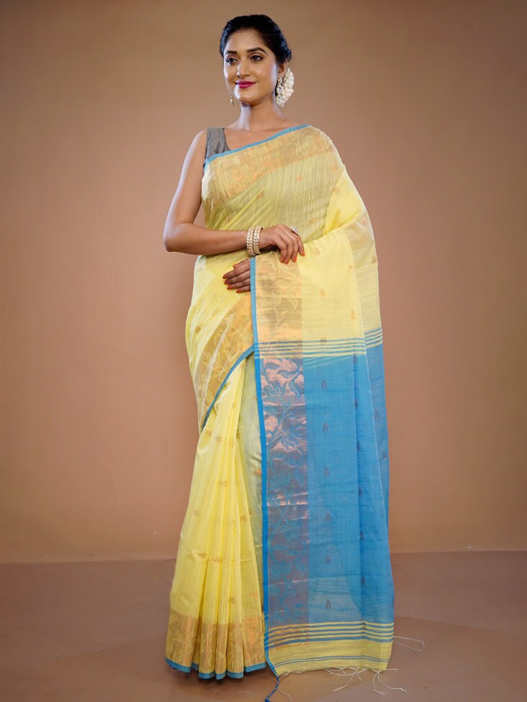 

AllSilks Ethnic Motifs Woven Design Zari Pure Silk Saree, Yellow