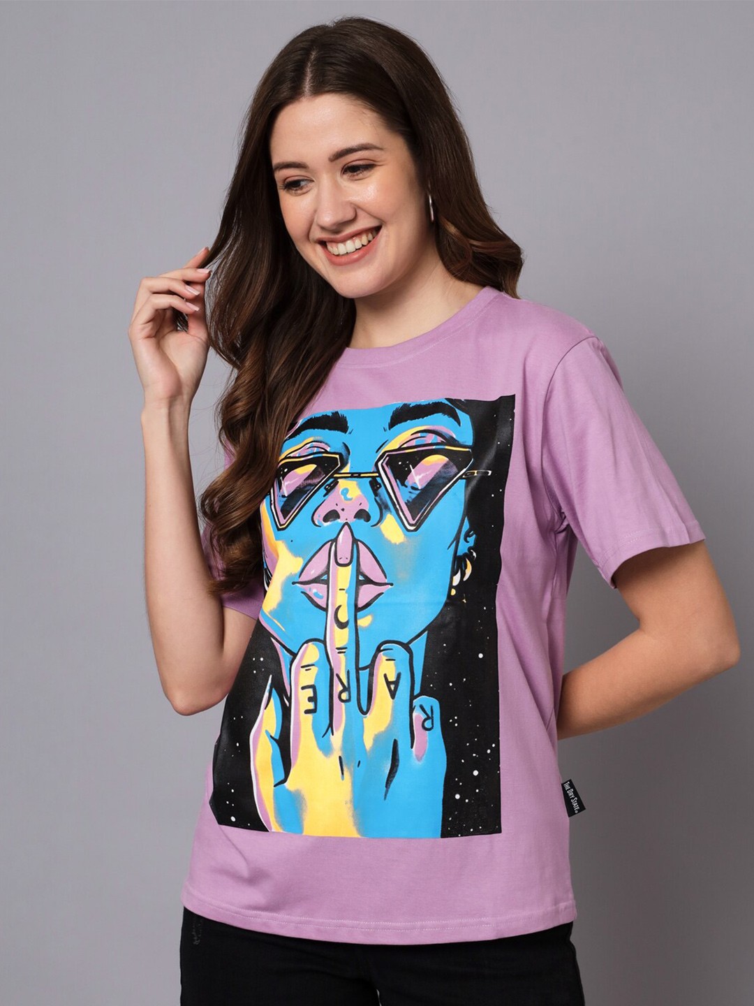 

The Dry State Women Printed Raw Edge T-shirt, Lavender
