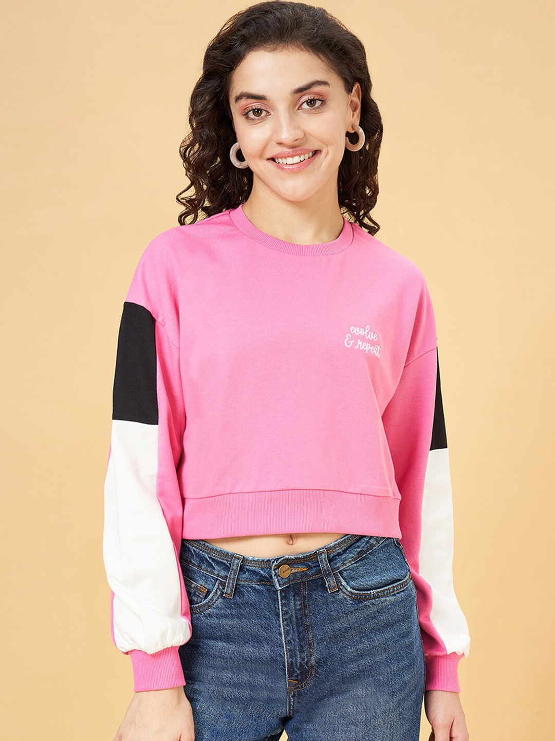 

YU by Pantaloons Colourblocked Pullover, Pink