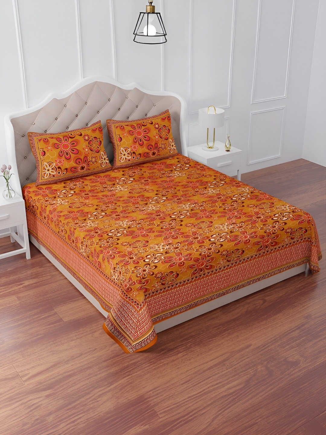 

The Craft Monk Rust 240 TC King Bedsheet with 2 Pillow Covers