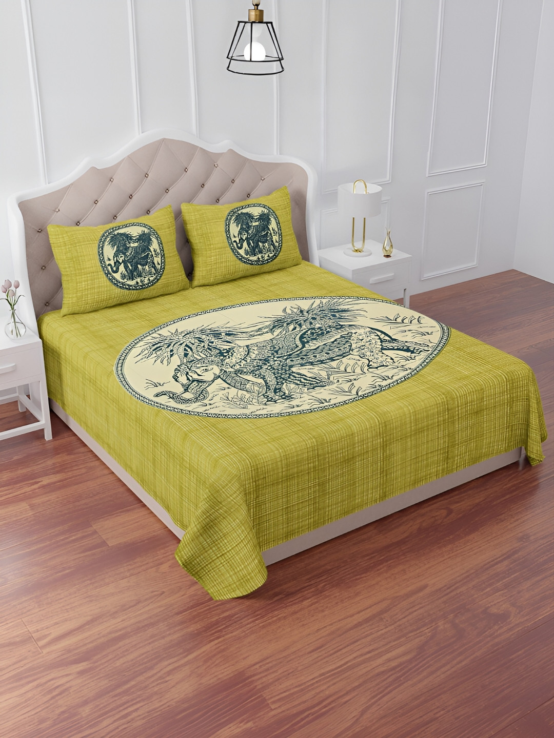 

The Craft Monk Green 240 TC King Bedsheet with 2 Pillow Covers