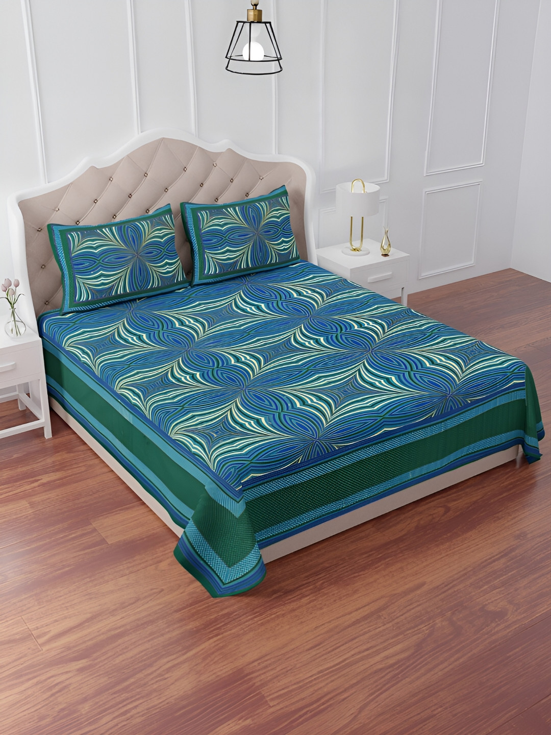 

The Craft Monk Blue 240 TC King Bedsheet with 2 Pillow Covers