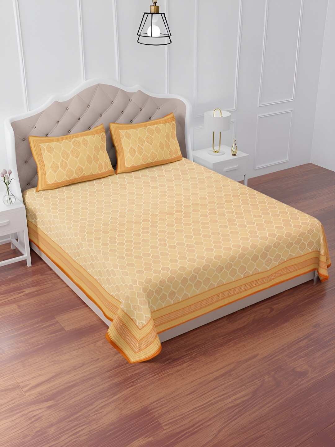 

The Craft Monk Yellow 240 TC King Bedsheet with 2 Pillow Covers