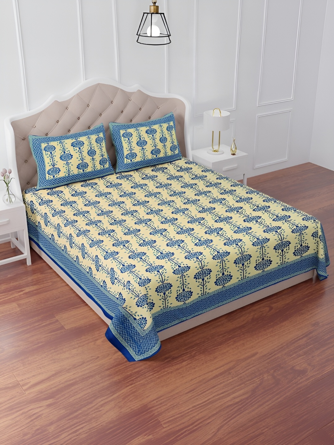 

The Craft Monk Blue & Blue 240 TC King Bedsheet with 2 Pillow Covers