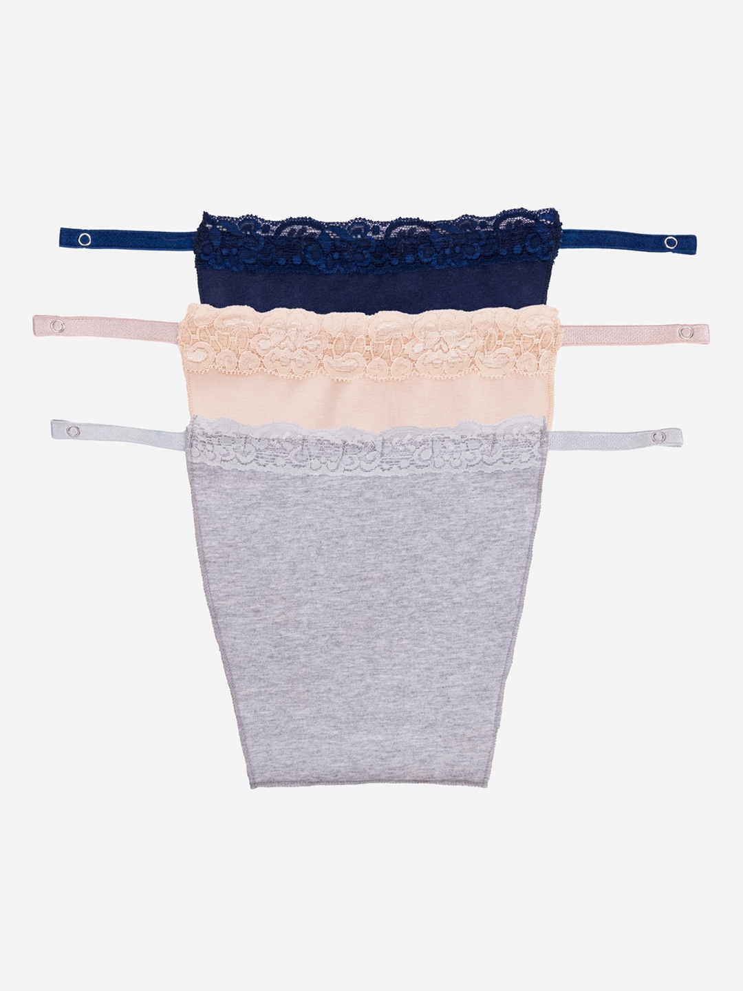 

Finesse Miracle Cami Pack Of 3 Mock Camisoles Cleavage Cover, Navy blue