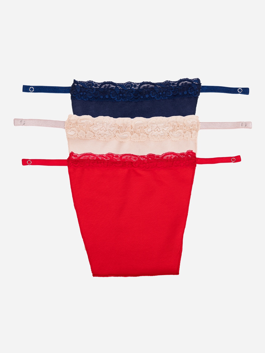 

Finesse Miracle Cami Pack Of 3 Mock Camisoles Cleavage Cover, Navy blue