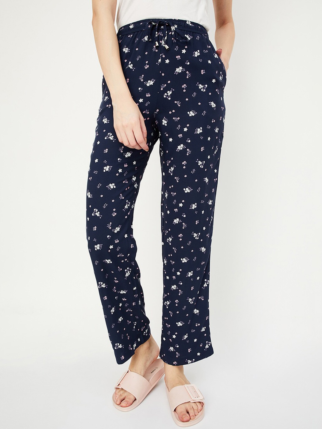 

max Women Floral Printed Lounge Pants, Navy blue