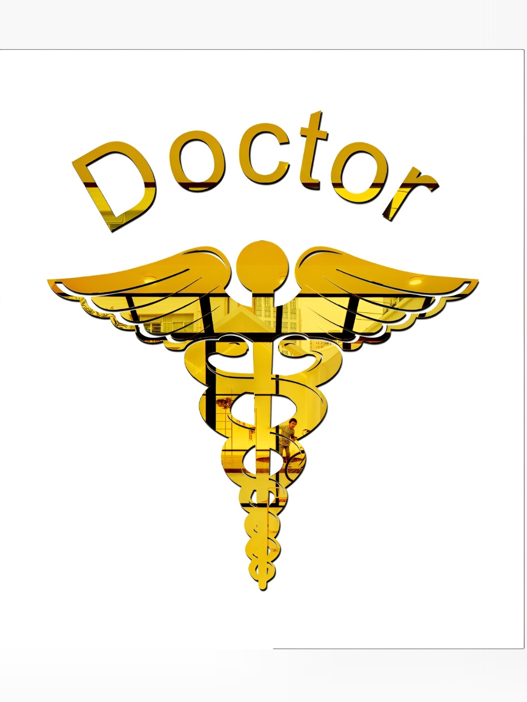 

Wall1ders Gold Toned Doctor Logo 3D Acrylic Mirror Wall Sticker