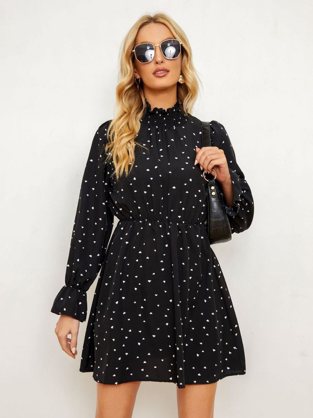 

StyleCast Black & White Polka Dot Print Fit & Flare Mini Dress