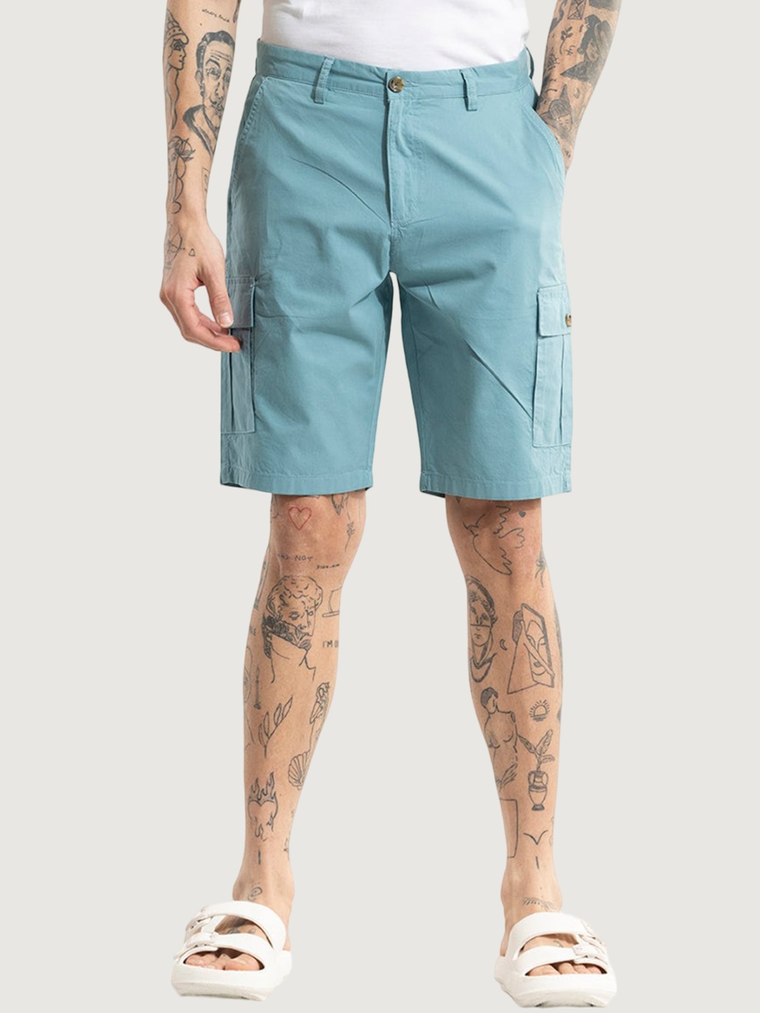 

Snitch Men Blue Mid-Rise Cotton Shorts