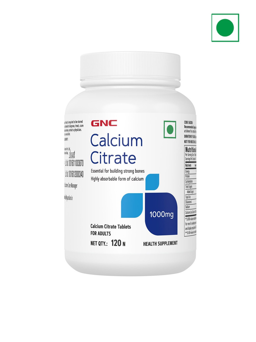 

GNC Calcium Citrate Tablets 1000mg - 120 N, White