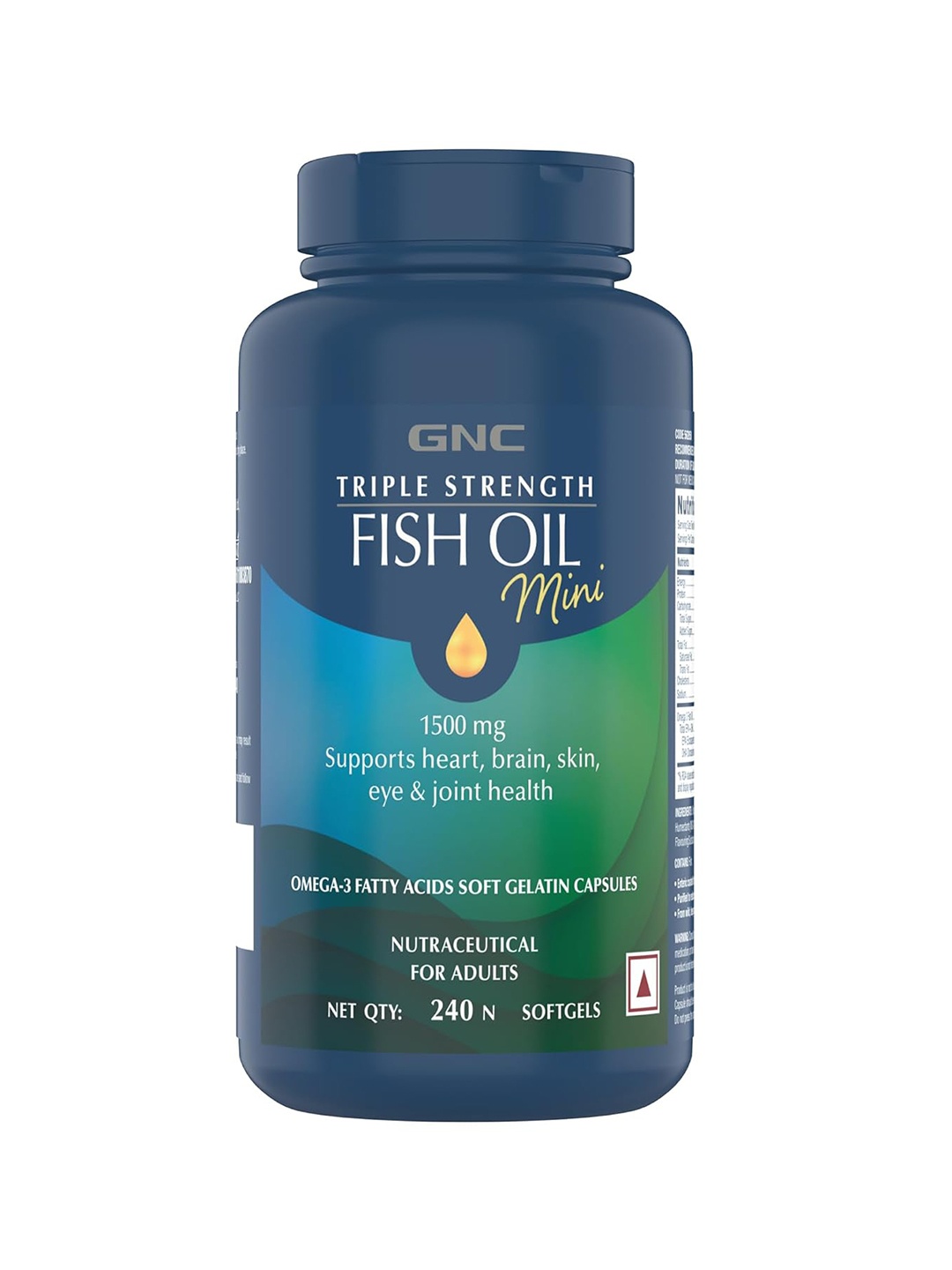 

GNC Triple Strength Fish Oil Mini Omega 3 Capsules - 240 Softgels, Blue