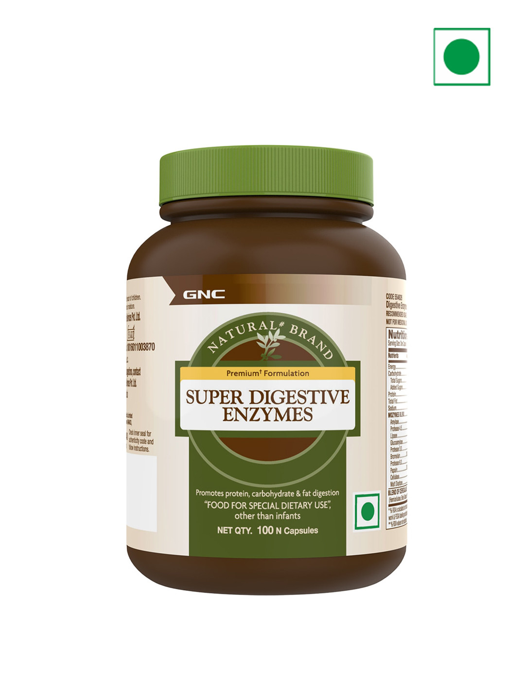 

GNC Natural Brand Super Digestive Enzymes Capsules - 100 Veg Capsules, Green