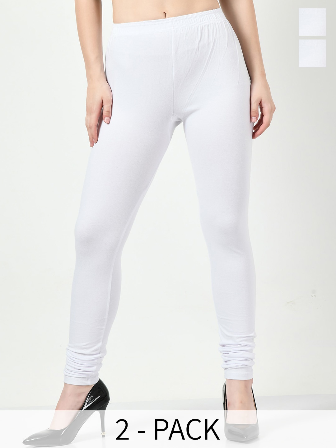 

BAESD Pack Of 2 Slim Fit Churidar Length Leggings, White