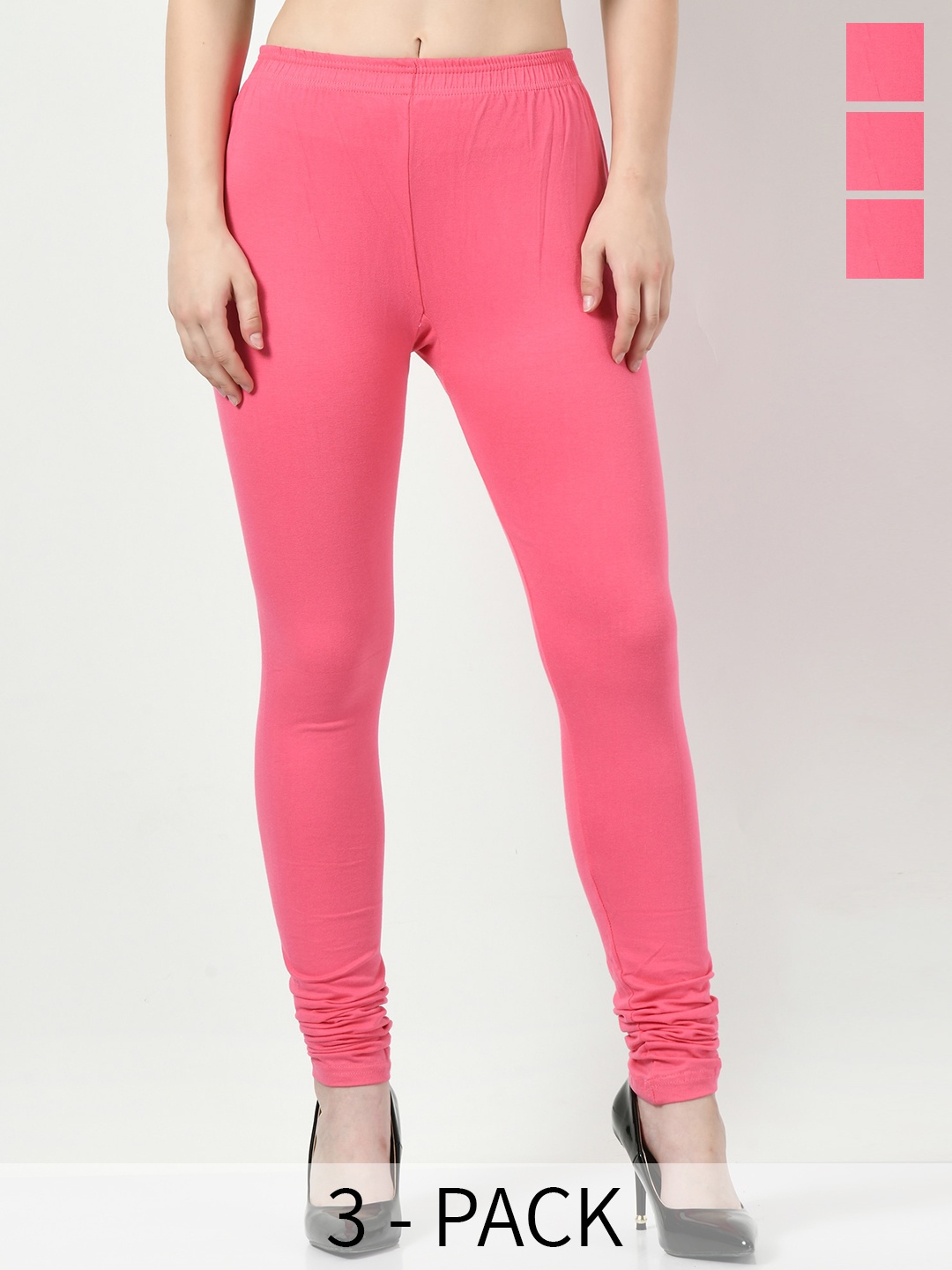 

BAESD Pack Of 3 Churidar Length Leggings, Pink