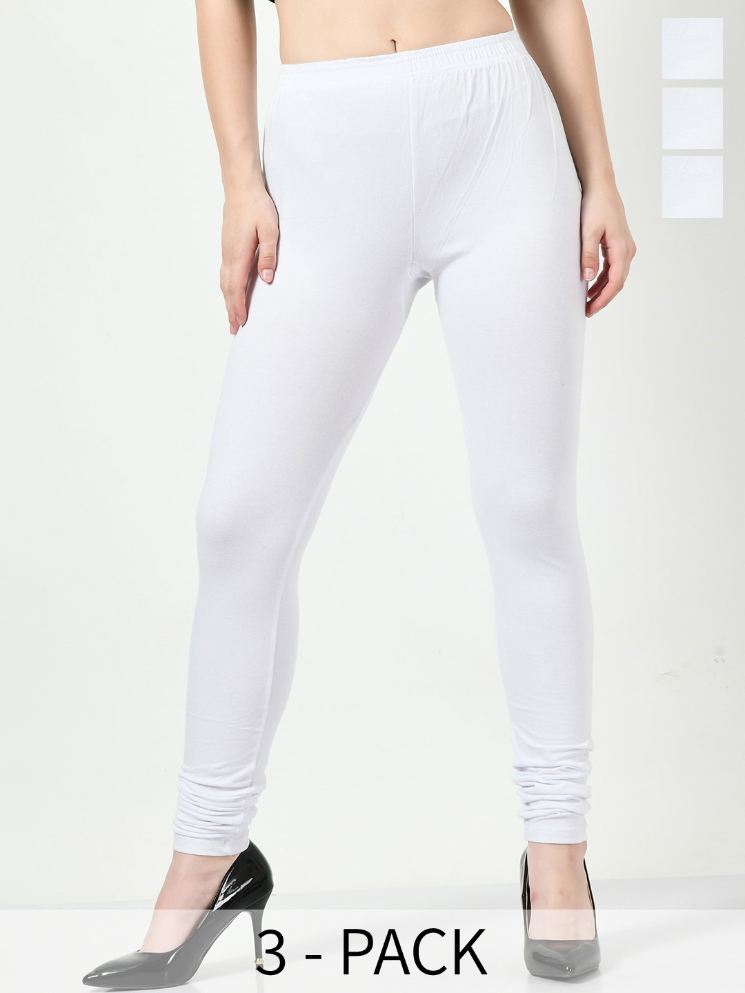 

BAESD Pack Of 3 Slim Fit Churidar Length Leggings, White
