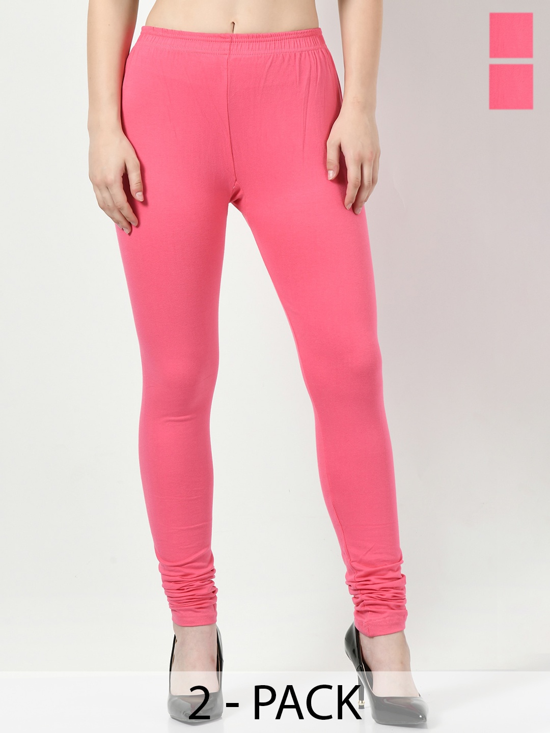 

BAESD Pack Of 2 Slim Fit Churidar Length Leggings, Pink