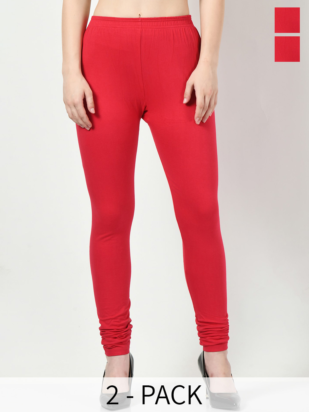 

BAESD Pack Of 2 Slim Fit Churidar Length Leggings, Magenta