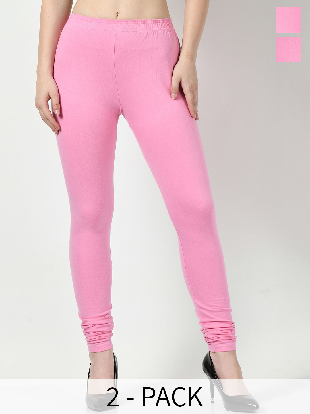 

BAESD Pack Of 2 Slim Fit Churidar Length Leggings, Pink