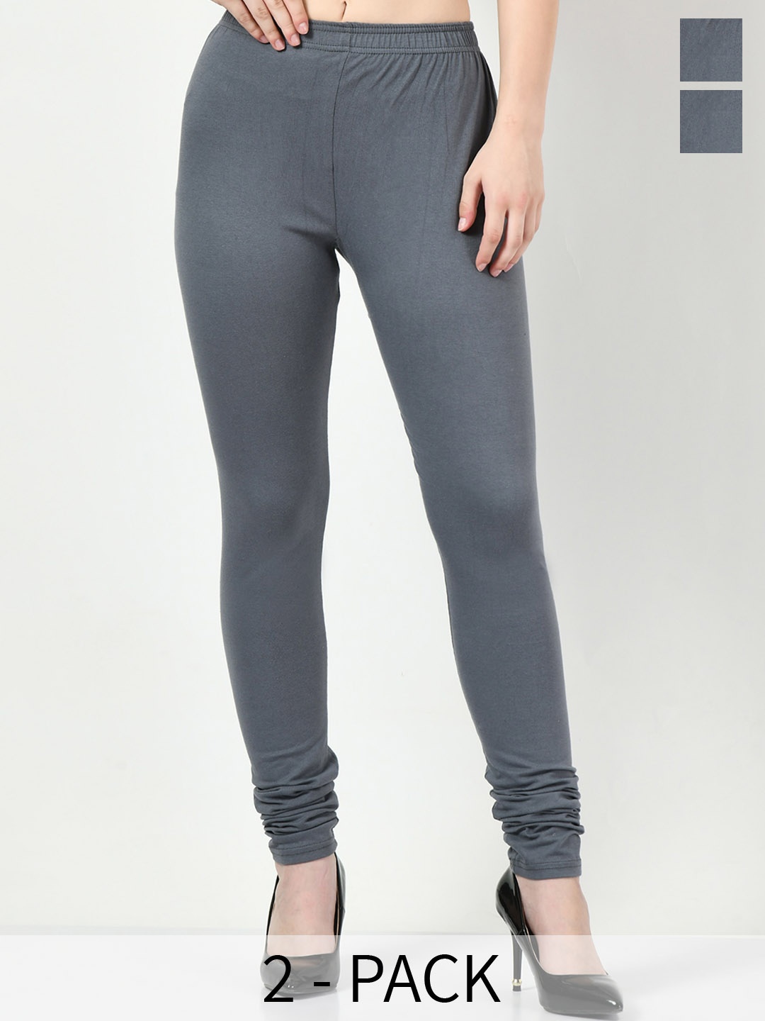 

BAESD Pack Of 2 Slim Fit Churidar Length Leggings, Grey
